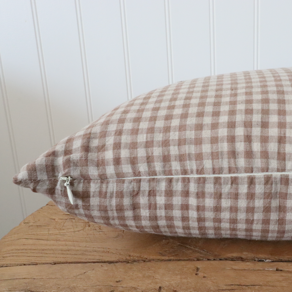 Gingham Tan Pillow Cover